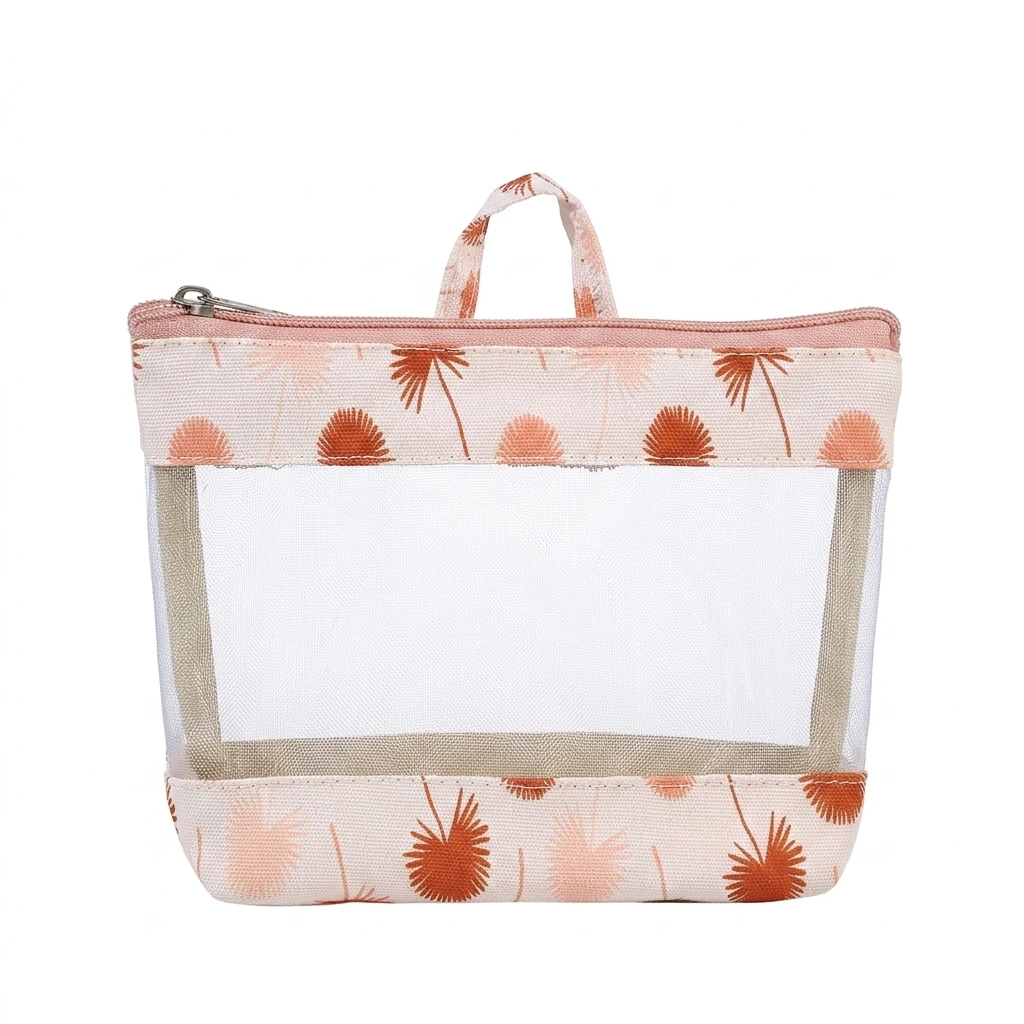 Stylish Cosmetic Bag Mesh Travel Organizer Pouch for Hotel Stay Waterproof Toiletry Storage Case Durable Lightweight