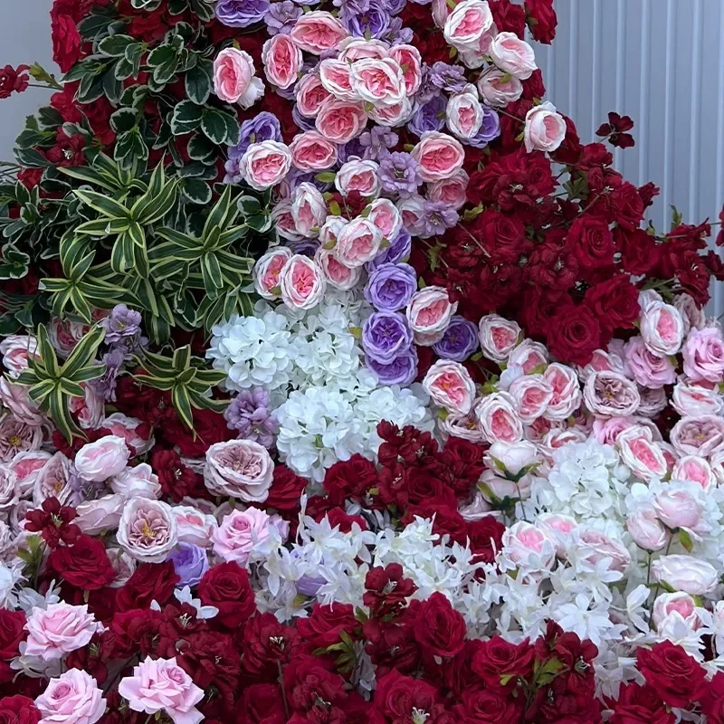 Rose Red Waterfall Artificial Flower Mall Event Layout Internet Celebrity Check in Flower Wall Wedding Decoration with Flowers