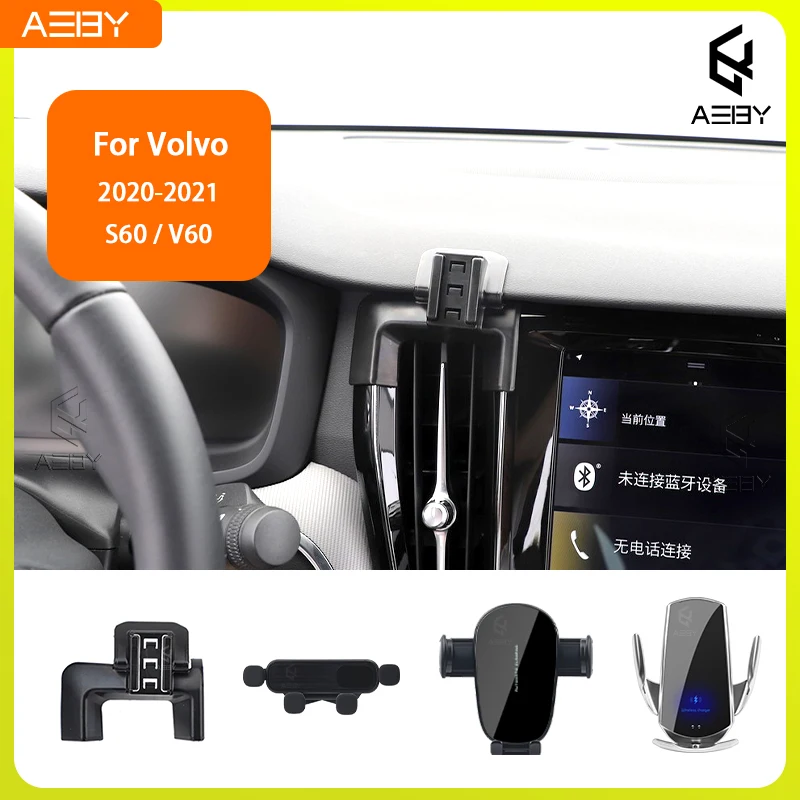 Für Volvo S60/V60 2020-2021 Handyhalterung Auto-Mobiltelefon-Halterung Spezielle Fixierte Halterungsbasis Kabelloses Ladegerät Ständer Innenraum