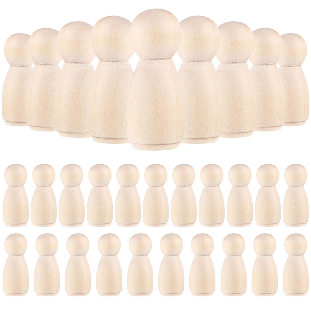 

30 Pcs DIY Wooden Peg Unfinished Blank Kids Crafts Supplies Smooth Surface Gift Ideas Home Decoration