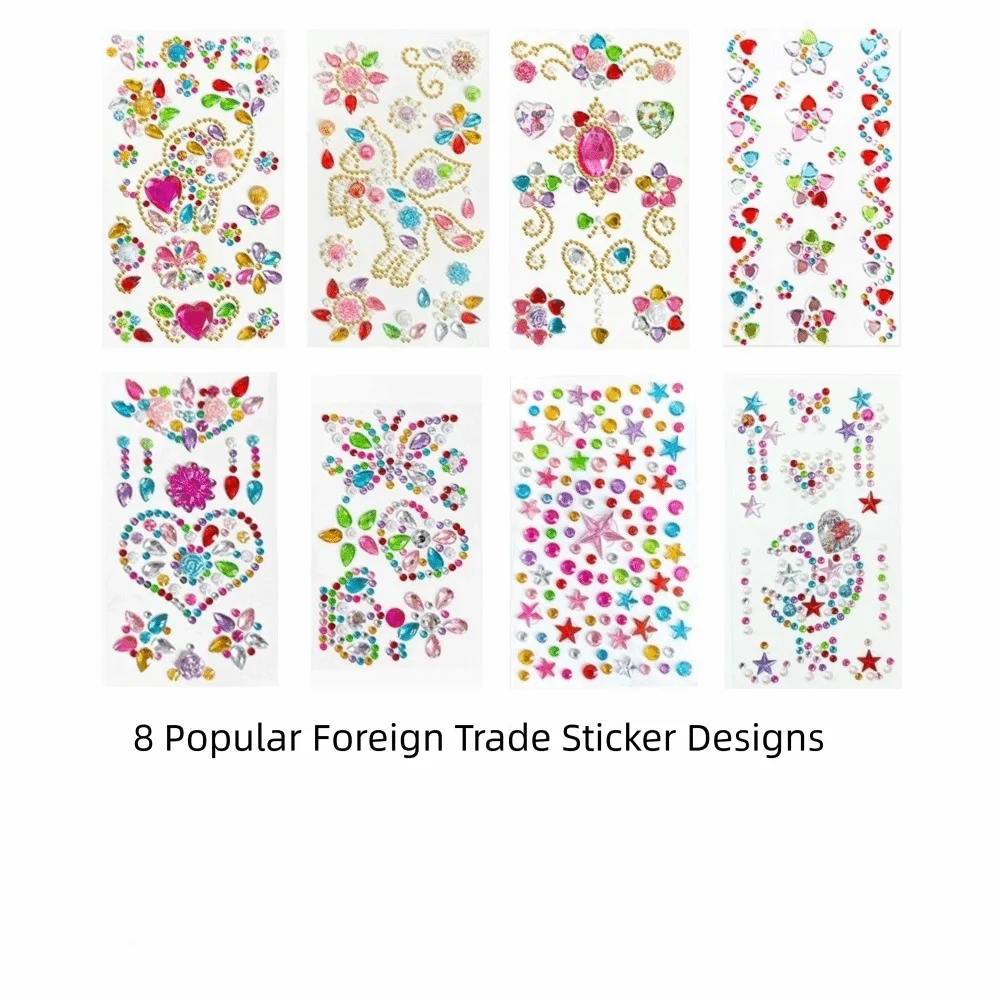 3D Rhinestone Rhinestone Stickers Various Patterns Mix-And-Match Crystal Crafts Stickers Acrylic Stickers Colorful