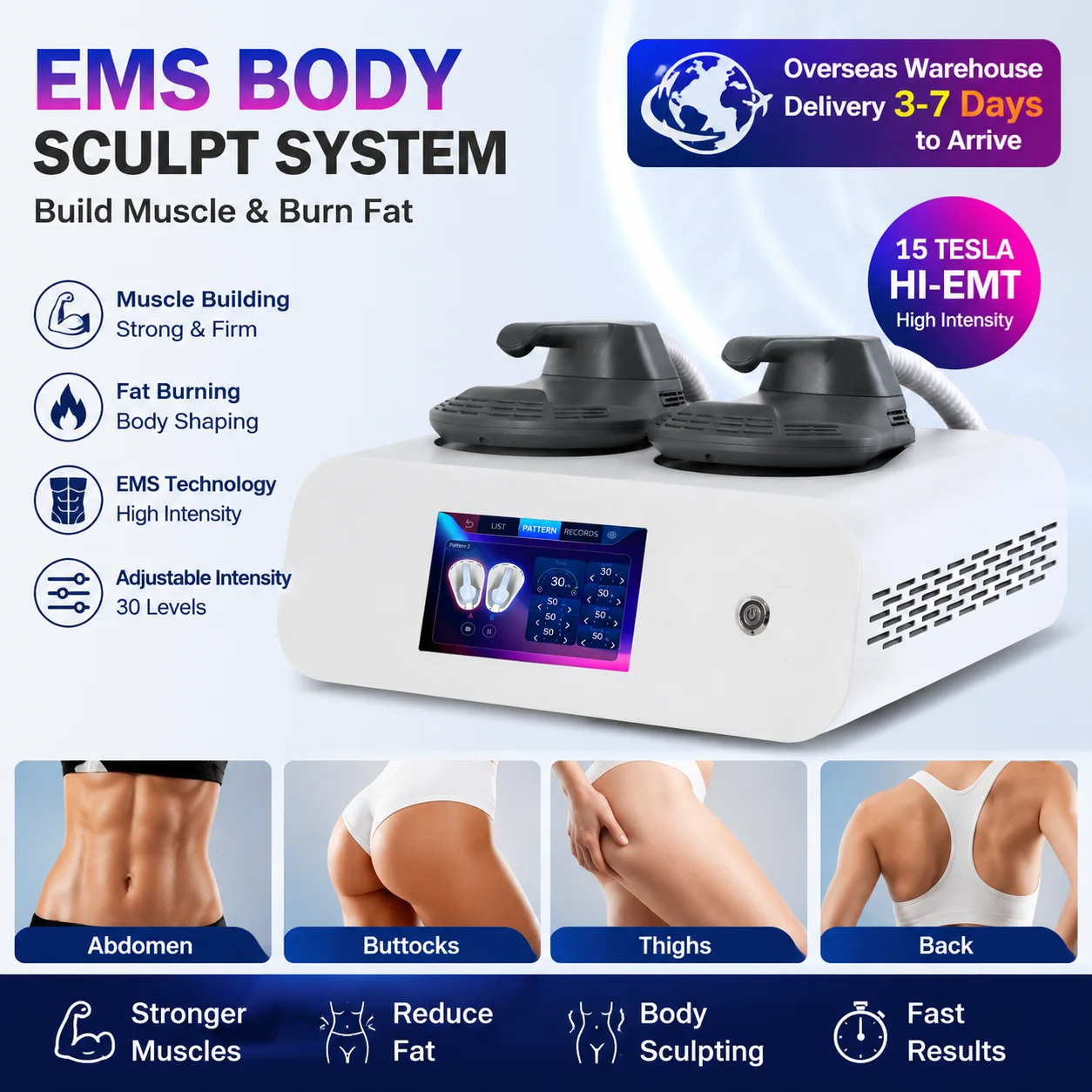 15 Tesla 6500W Myoslim Electromagnetic Muscle Builder RF Body Contouring Portable Machine Weight Loss Body Slimming