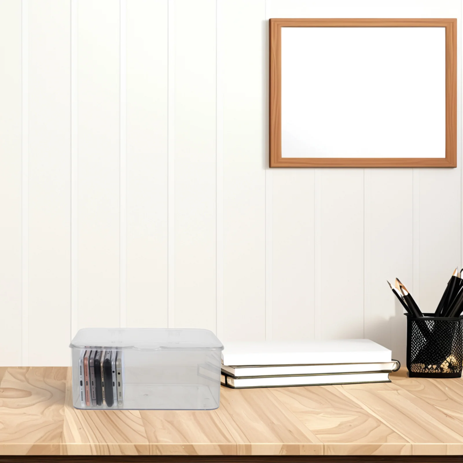 Phone Box Clear Plastic Desk Organizer Transparent Office Supplies Case For Stickers Jewelry Paper Clips Small Items