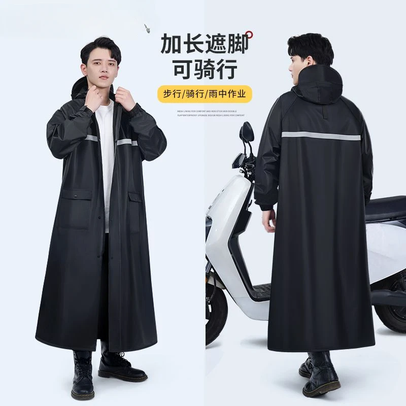 Black Gray Adult Waterproof Long Raincoat Men Hooded Rainy Impermeable Jacket Outdoor Hiking Motorcycle Cycle Travel Rain Coat