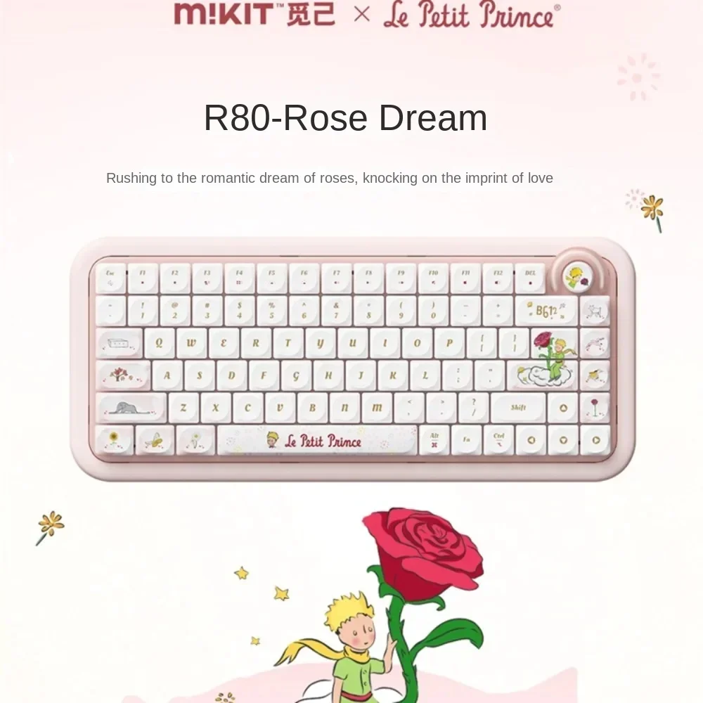 MIKIT R80 Wireless Mechanical Keyboard 75% Layout 81 Key Dwarf Shaft 3-Mode RGB BT/2.4G/Wired Hot Swap Office Gaming Girl Laptop