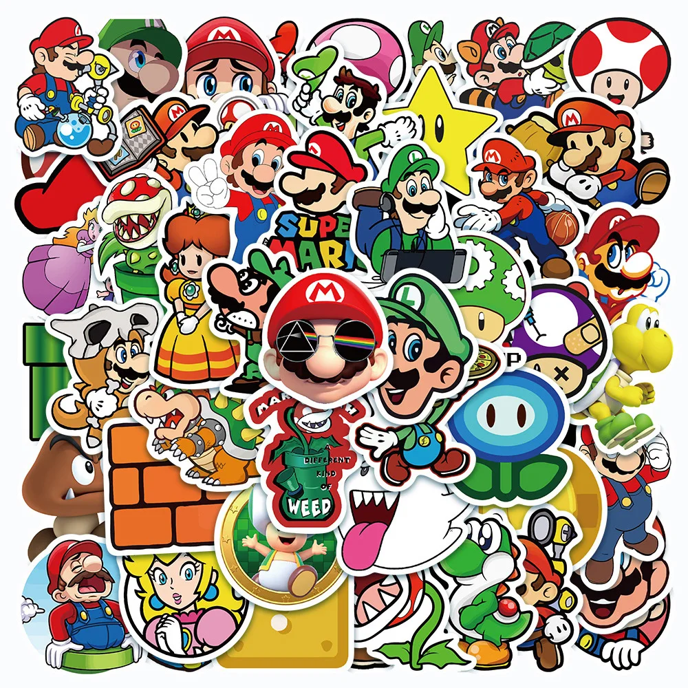 10/30/50PCS Game Super Mario Bros Anime Sticker DIY Graffiti Phone Laptop Luggage Skateboard Vinyl Cartoon Sticker for Kids Toys