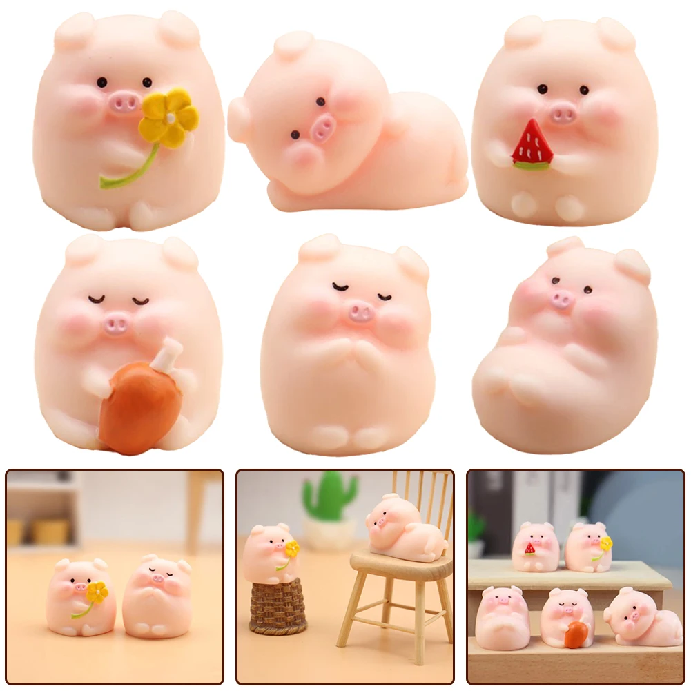 

20pcs Cute Cartoon Bauble Pig Toy Piggy Pigs Mini Model Car Desktop Ornament DIY Bow Decor Accessories Crafts