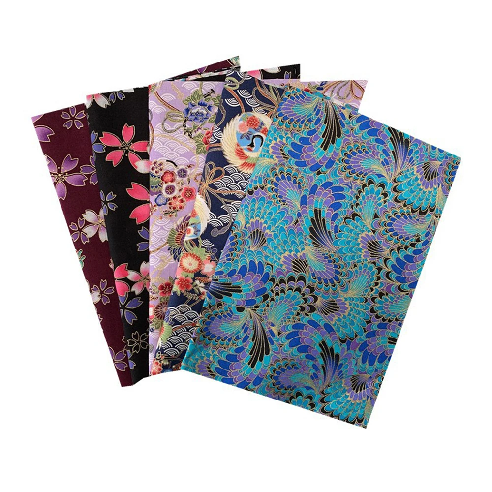 Japanese Printed Cotton Patchwork Cloth Set Bronzing Sewing Quilting Fabrics Floral DIY Handmade Face Mask Accessories 20x25cm