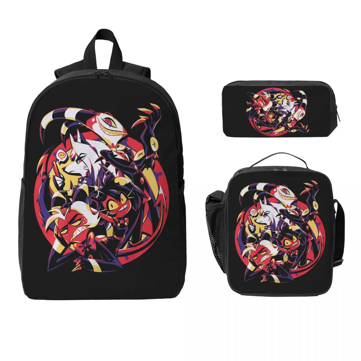 

Helluva Boss Loona Backpack Student Boys Girls BookBag School Bag Computer Shoulder Bags 3ps Insulated Lunch Bag Pencil Case