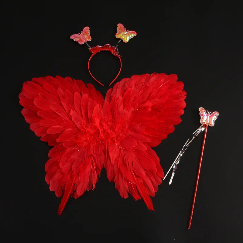 Asas de penas de borboleta fada anjo traje cosplay adereços carnaval crianças presentes festa de aniversário presente natal