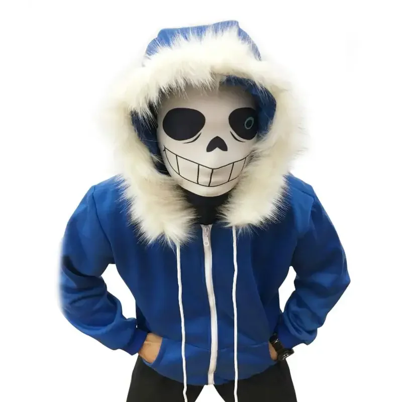 Sans Undertale Cosplay Hoodies Latex Mask FRESH SKELETON jacket sans plus velvet hooded zipper sweater Halloween Party Costumes