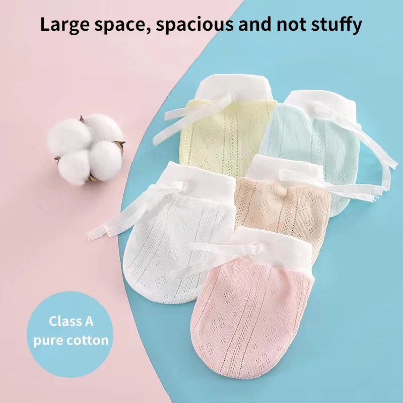 قفازات أطفال رقيقة جيدة التهوية لحديثي الولادة ، قفازات مضادة للاصطياد ، قفاز يد لحماية الوجه ، إكسسوارات للرضع ، 0-12 شهرًا ، زوج واحد