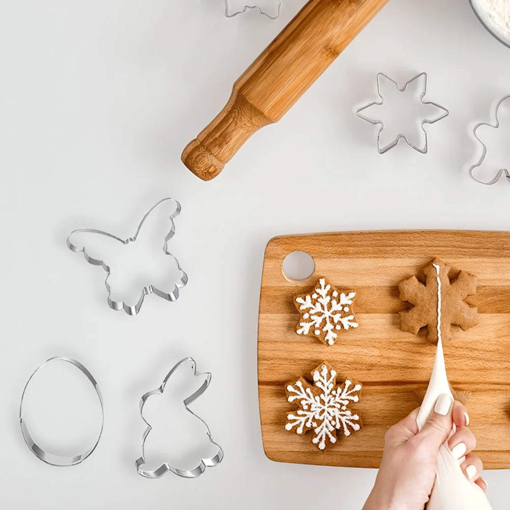 

8pcs Cookie Cutters Set Stainless Steel Baking Mold Easter Tools Non Rust Dishwasher Safe Metal Molds Cake Decor