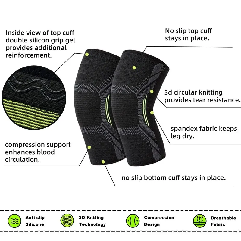 Single Knitted Nylon Sports Knee Pad Riding Protective Gear Running Basketball Skipping Rope Warm Knee Pad Foot Cold Proof Black