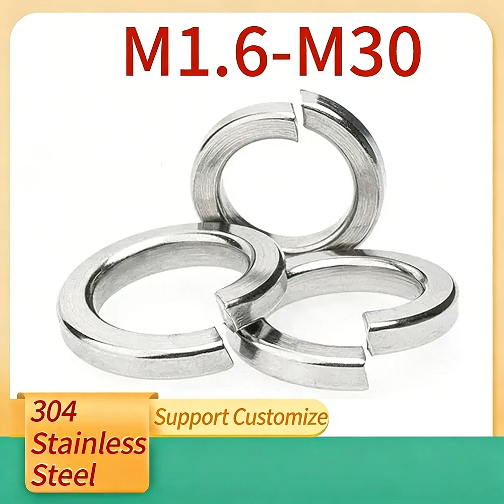 

5/10/20/50pcs Spring Split Lock Washer Elastic Gasket M1.6 M2 M2.5 M3 -M16 M24 M27 M30 304 Stainless Steel Support Customize