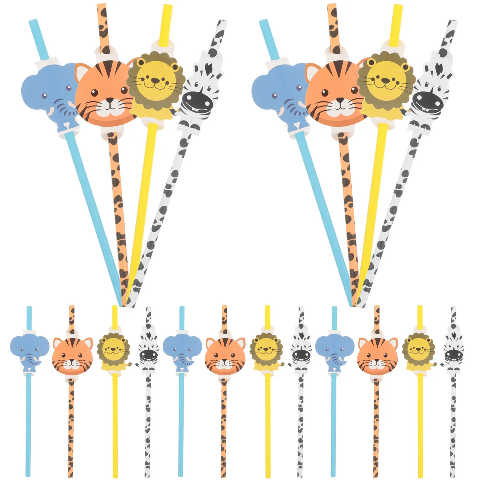 

12 Pcs Paper Straws Cute Animal Themed Disposable Drinking Juice Cocktail Party Supplies Strong Kitchen Bar Tools