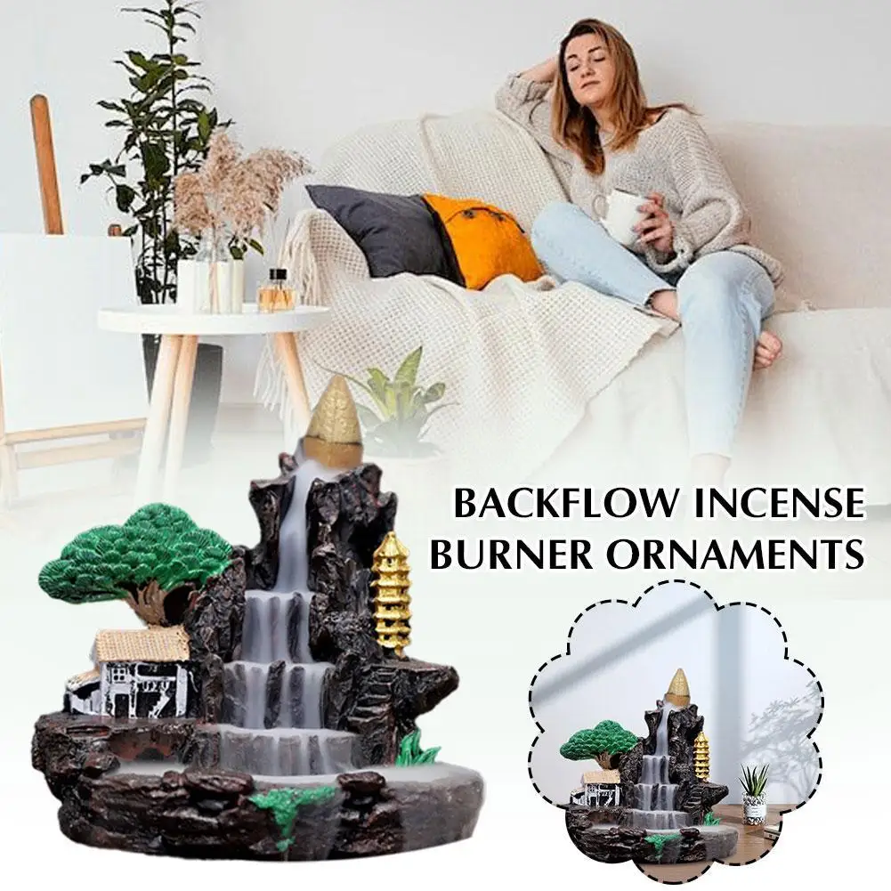 Creative Home Decorations Windproof Backflow Incense Burner Desktop Ornaments Indoor Incense Fountain&Candlestick