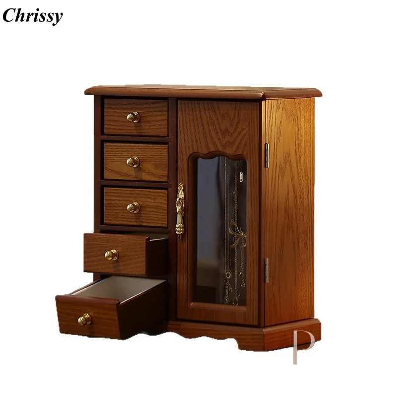 

Wood Jewelry Box Multi Layer Large Capacity Storage Box 5-drawer Cabinet Packaging Supplies Partition Storage Display Stand