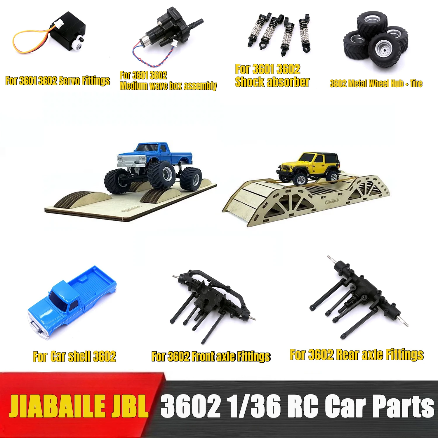 JIABAILJBL 1:36 3601 3602 RC Remote Control Vehicle Accessories Car Shell  Wheel Tires Servo Shock Absorber Gearbox Car Parts