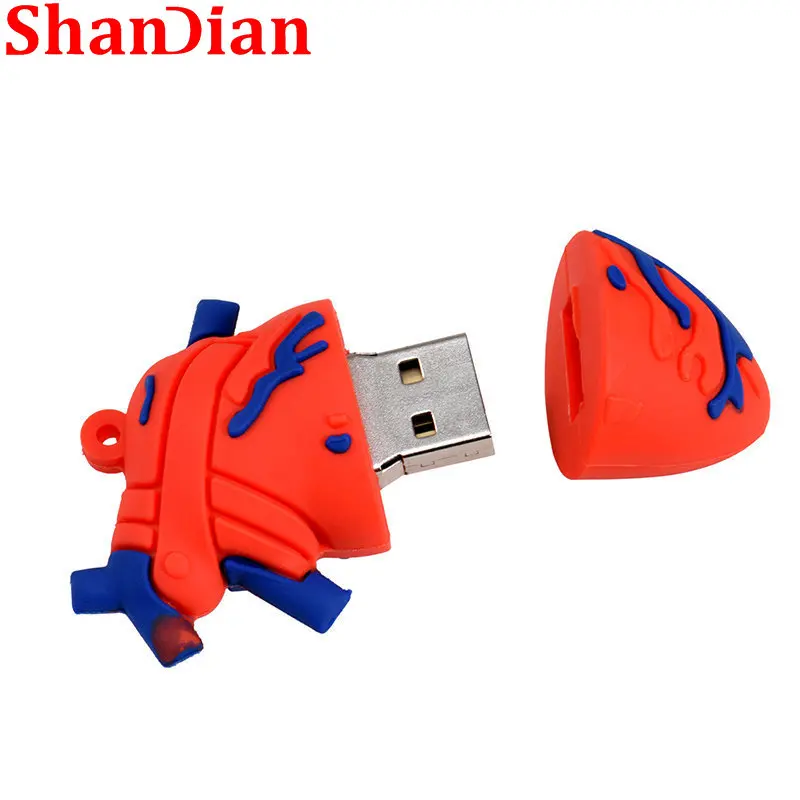 Słodkie USB z postacią z kreskówki 2.0 dyski typu Flash 64GB model czaszki pendrive 32GB czerwone serce Pen Drive 16GB płuca z dyskiem