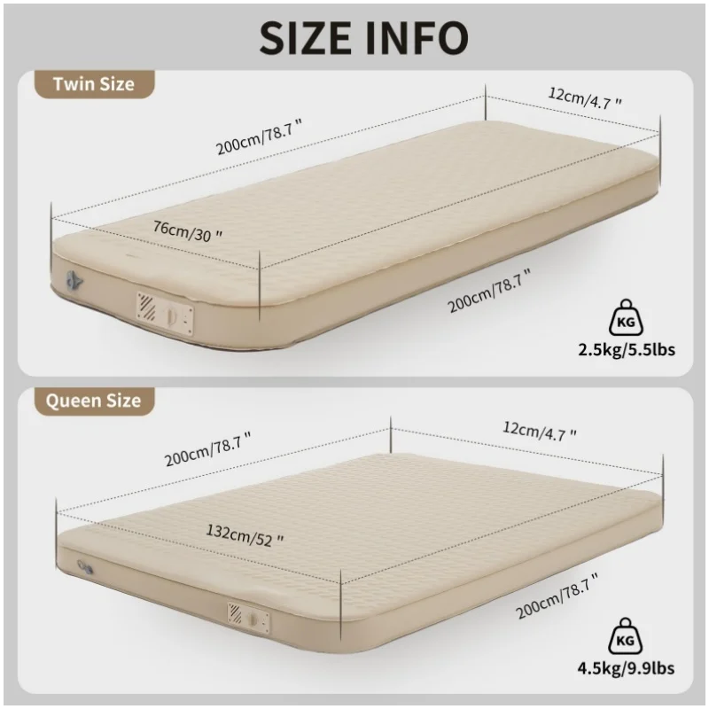 two-in-one is a comfortable and breathable single self-inflatable mattress suitable for camping and home use