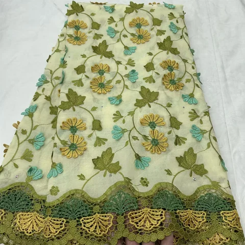 Wholesale Swiss Voile Lace In Switzerland With 3D Flower Applique Stones 2025 Super Quality African Lace Fabric For Wedding Robe