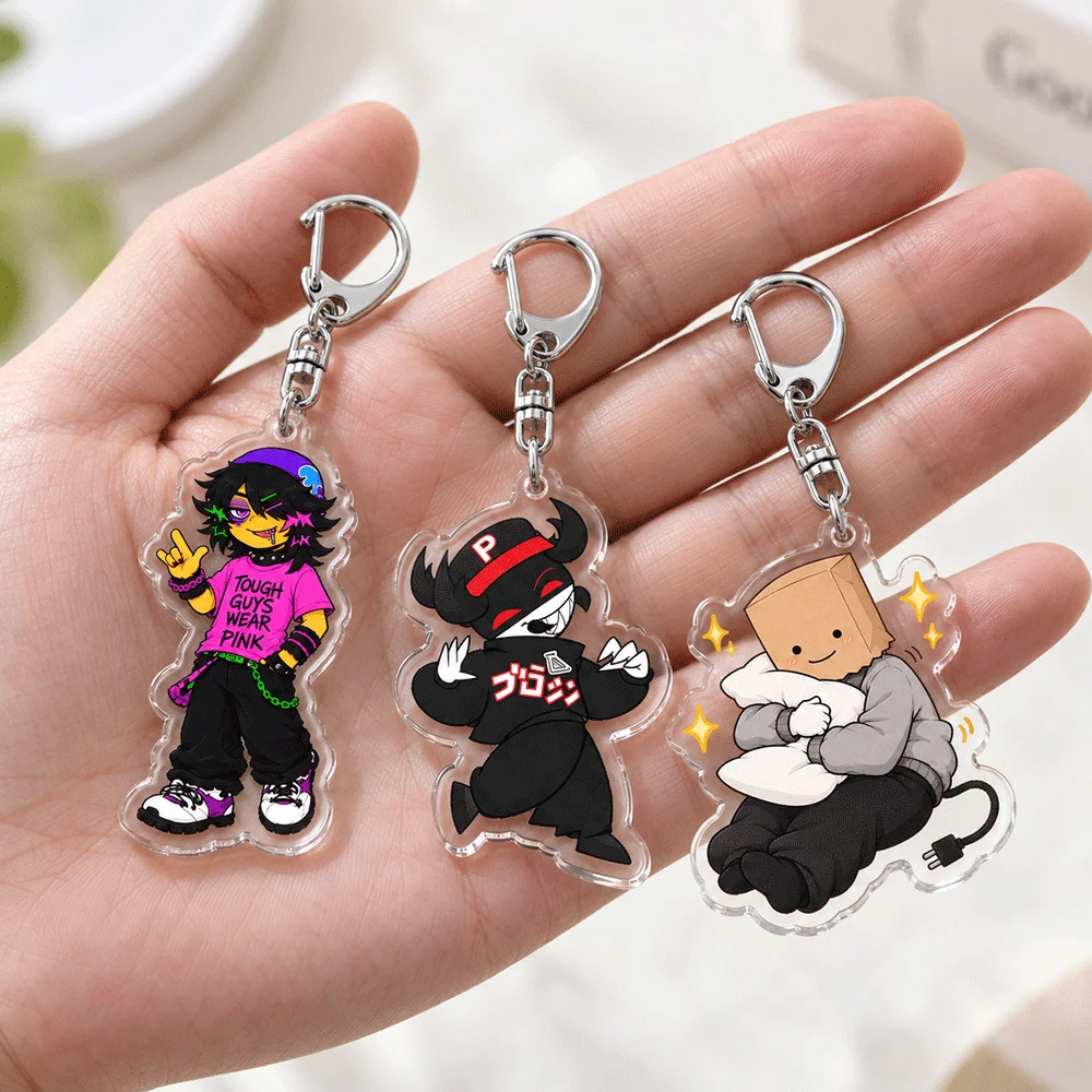 Fashion Game Cartoon Chibi Keychains Bag Charm Poob STAT Mozelle Lampert Keyrings Fans Friends Gamer Gifts