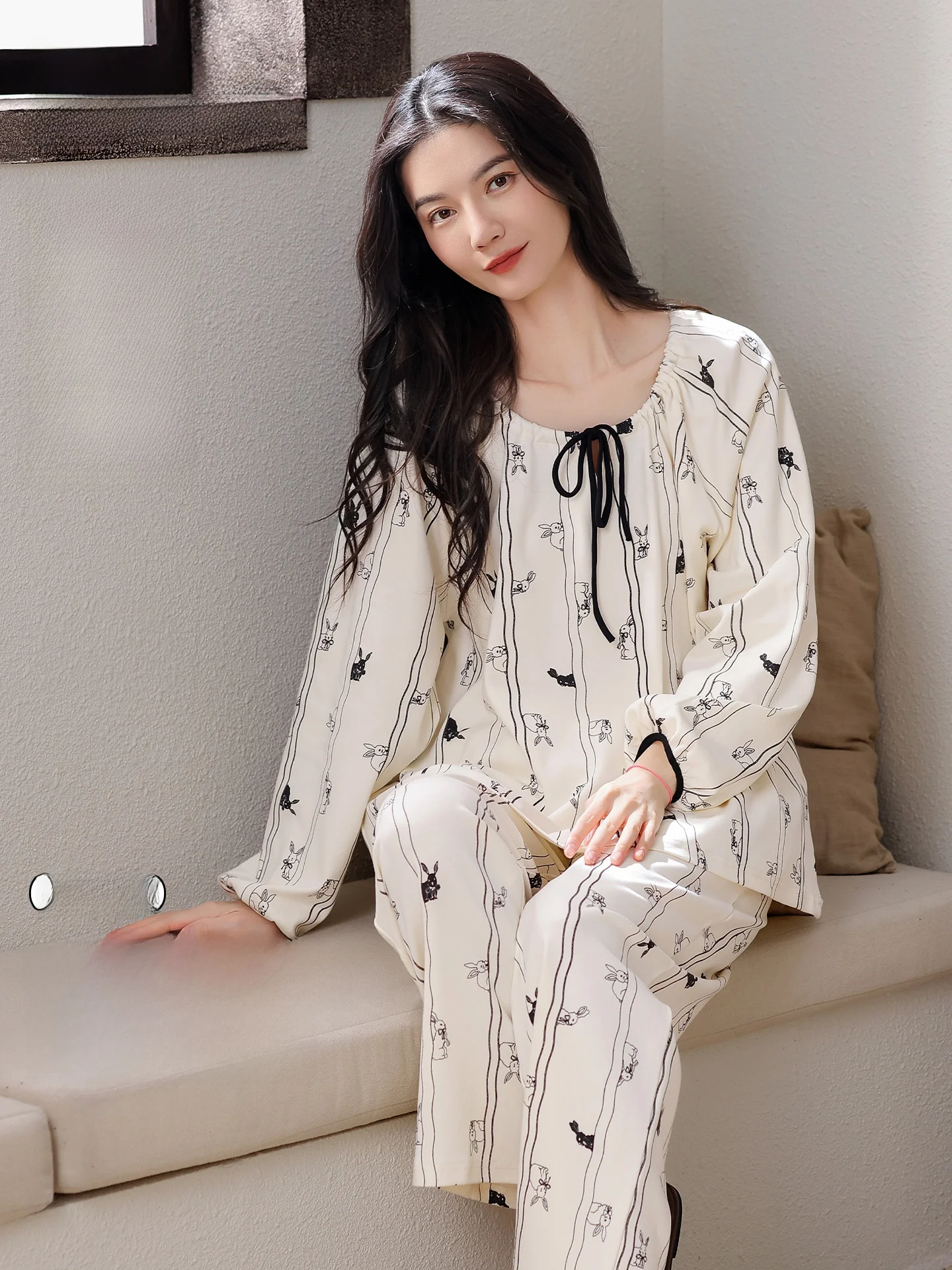ladies-cotton-pajamas-long-sleeve-home-wear-outfit-pure-cotton-fabric-comfortable-sleepwear-casual-style-loose-fit-winter-col