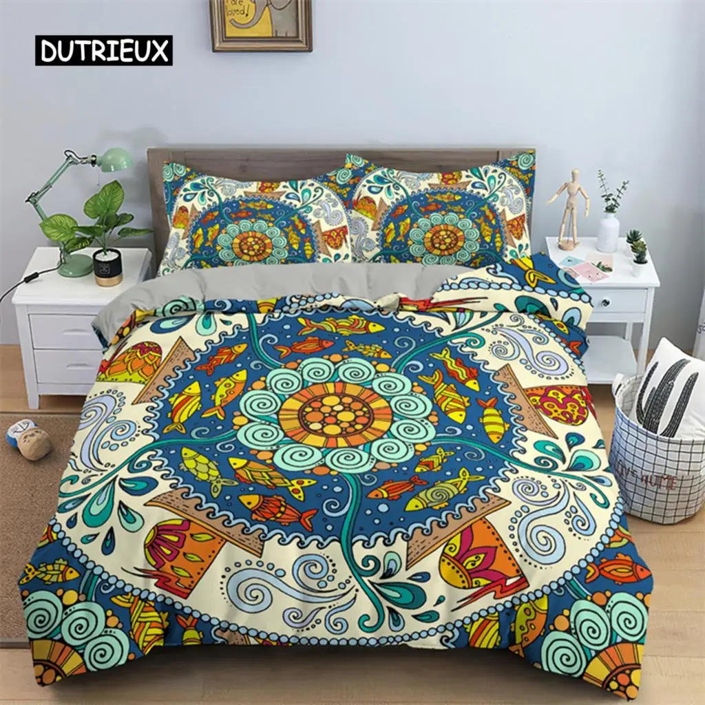 

Exotic Sea Turtle Duvet Cover Microfiber Marine Life Geometric Comforter Cover 3D Ocean Theme Bedding Set Double Twin King Size