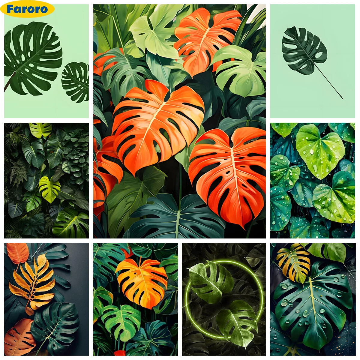 Green Plants 5D Diamond Painting Kit Monstera Deliciosa Diy Diamond Embroidery Cross Stitch Modern Home Wall Art Decor Hand Gift