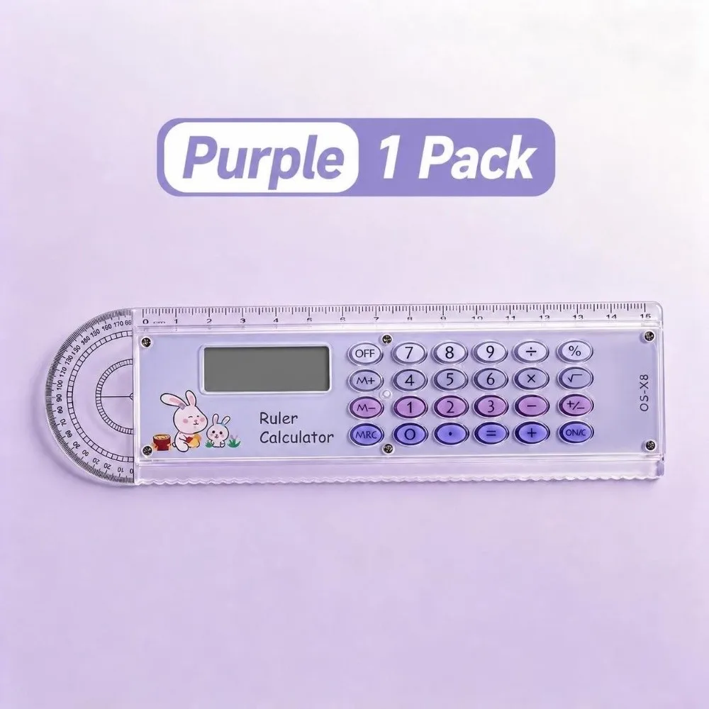 3 in 1 Ruler Calculator Gradient Color with Calculator Protractor Straight Ruler Multifunctional 15cm Protractor Ruler