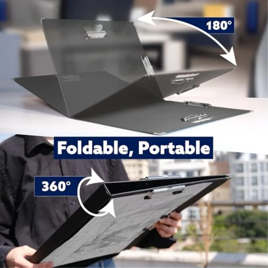Portapapeles de 18x24 para artistas y arquitectos: carpeta de archivos plegable y tablero de dibujo con 4 clips y protectores de esquinas, pliegues