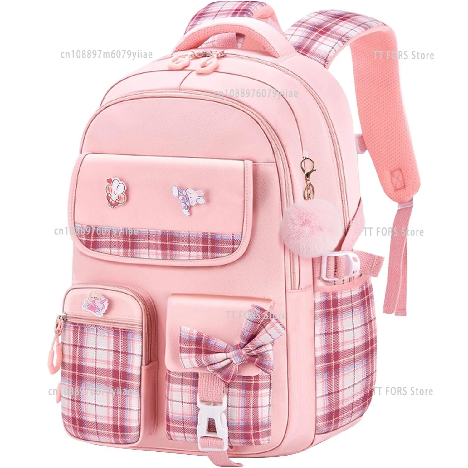 

Ergonomic Elementary School Girl Plaid Backpack Protects The Spine Large Capacity Lightweight Waterproof Children's Schoolbag