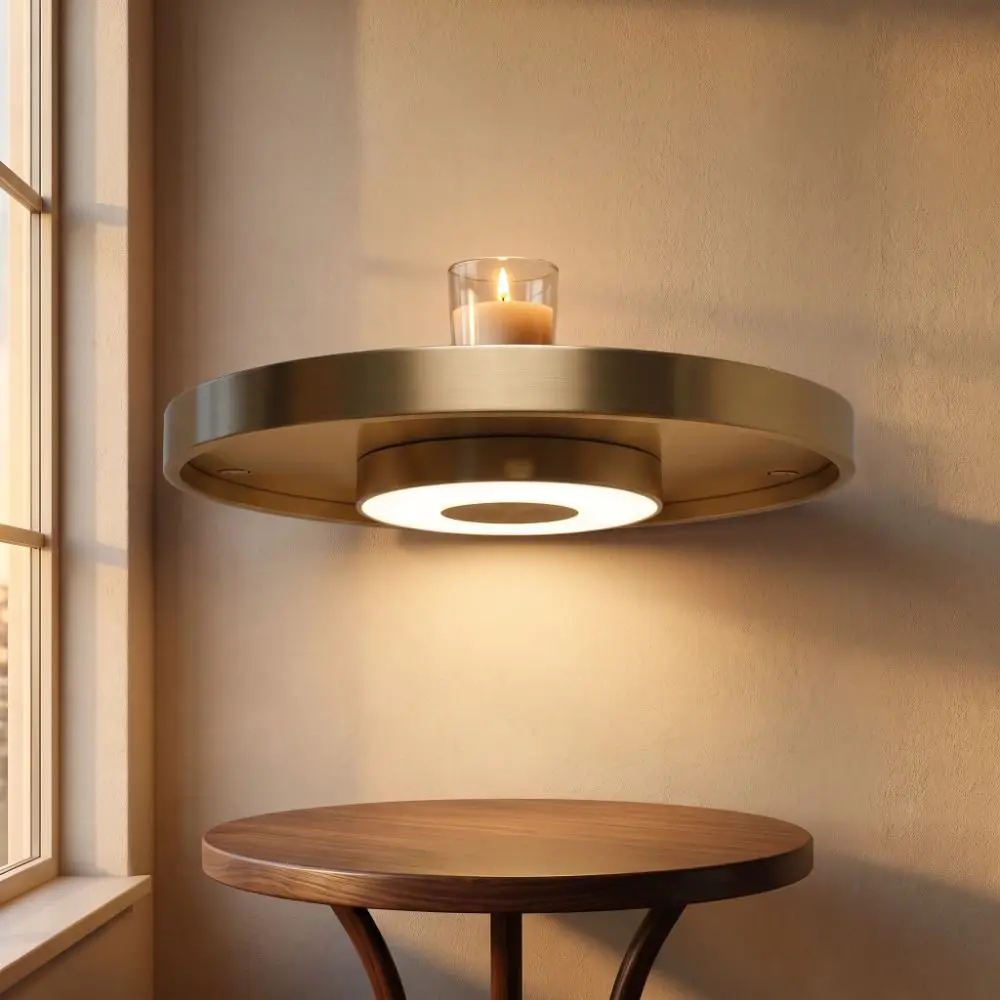 Built-in LED Lights Floating Wall Shelf Invisible Bracket Hidden Mount LED Light Shelf Wall Mounted Nordic Style