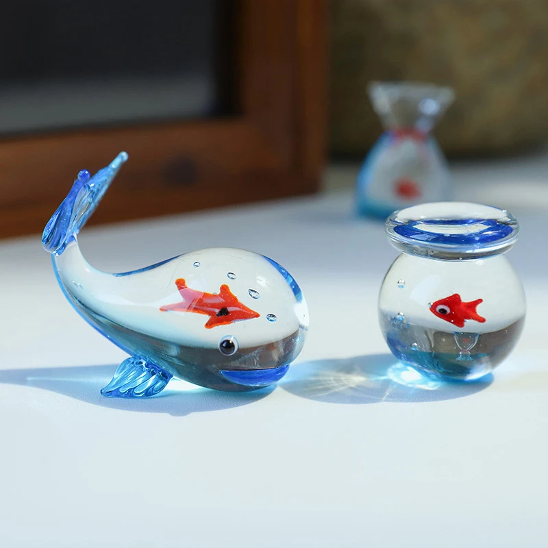 Hot Handcrafted Glass Pocket Fish Figurine Mini Pocket Fish Ornaments Vibrant Glass Fish Desktop Decoration Home Office Decor