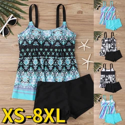 Women Summer Bathing Suit Retro Beach Wear Bikini New Design Printing Tankini Swimsuit Bikini Set Loose Size Monokini Swimwear