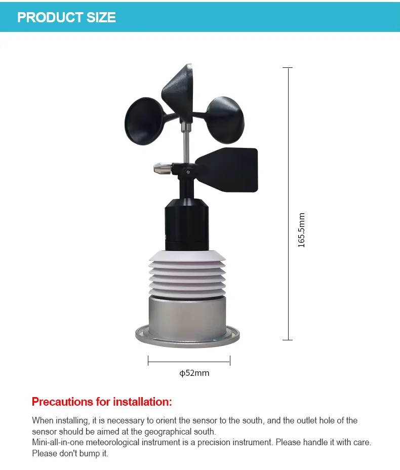 Weather Station Integrated Industrial Temperature Humidity Wind Speed Direction Compact Weather Station