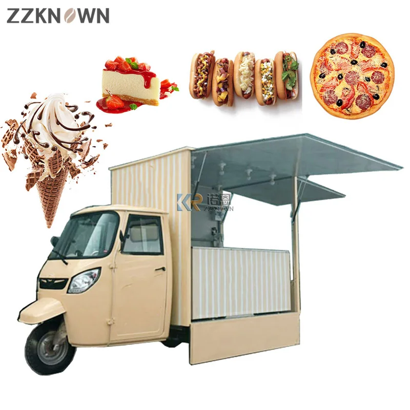 3ล้อรถสามล้อไฟฟ้า Tuk Tuk Street Mobile เบียร์บาร์ Taco อาหารรถบรรทุกไอศกรีมน้ำ Hotdog รถเข็นกาแฟ trailer