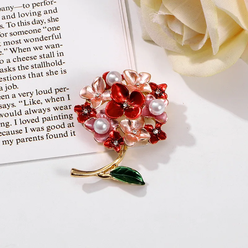 여성 남성 패션 절묘한 꽃 에나멜 배지 핀, 우아한 유니섹스 파티 웨딩 꽃 식물 물방울 오일 브로치 액세서리