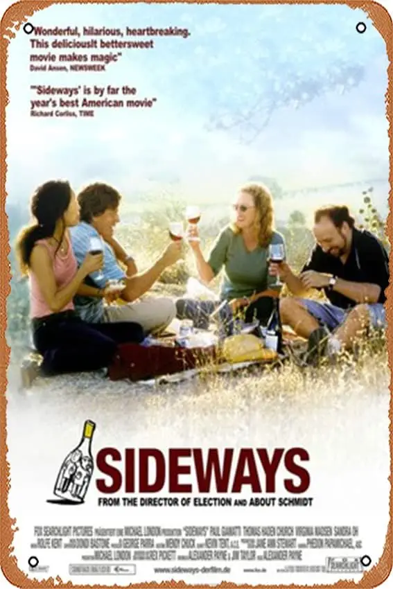 Sideways Movie Poster Decoration Family Restaurant Bar Cafe Wall Retro Decoration Sign Tin Logo 12x8 Inch sign