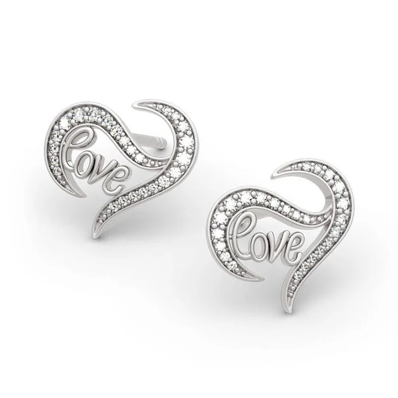Love Romantic Confession Valentine's Day Micro Inlaid Zircon Jewelry Korean Version Fairy Style Irregular Love High End Earrings