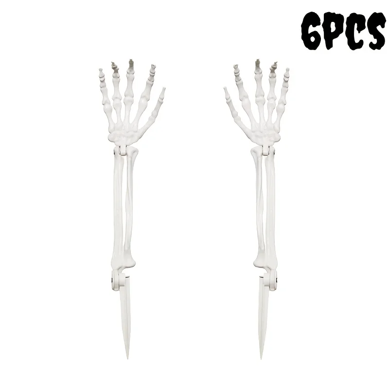 2/6pcs Halloween Skeleton Hand Yard StakesRealistic Skeleton Arm Lawn Decorations for Graveyard Cemetery Outdoor Halloween Party