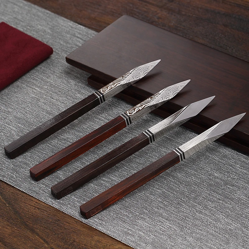 

Stainless Steel Tea Knife Kung Fu Tea Cone Prying Teaware Chinese Sandalwood Tea Knife Ceremony caja de te Household Products