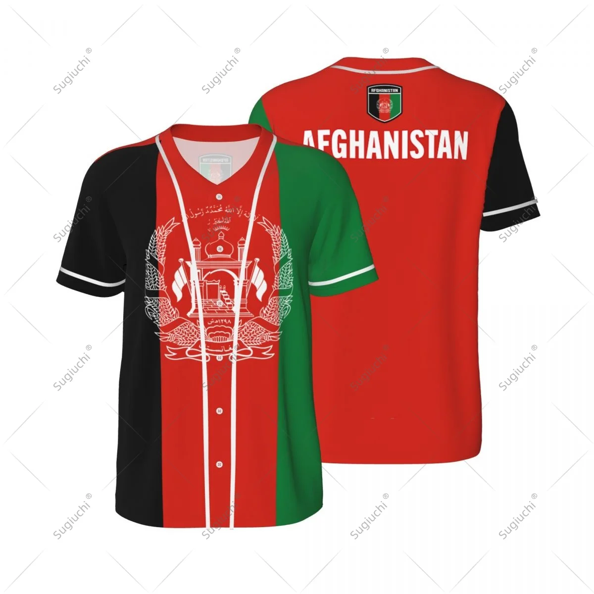 3D Printed Afghanistan Flag Men Baseball Jerseys Mesh Sports T-shirt Tees Custom Name Nunber