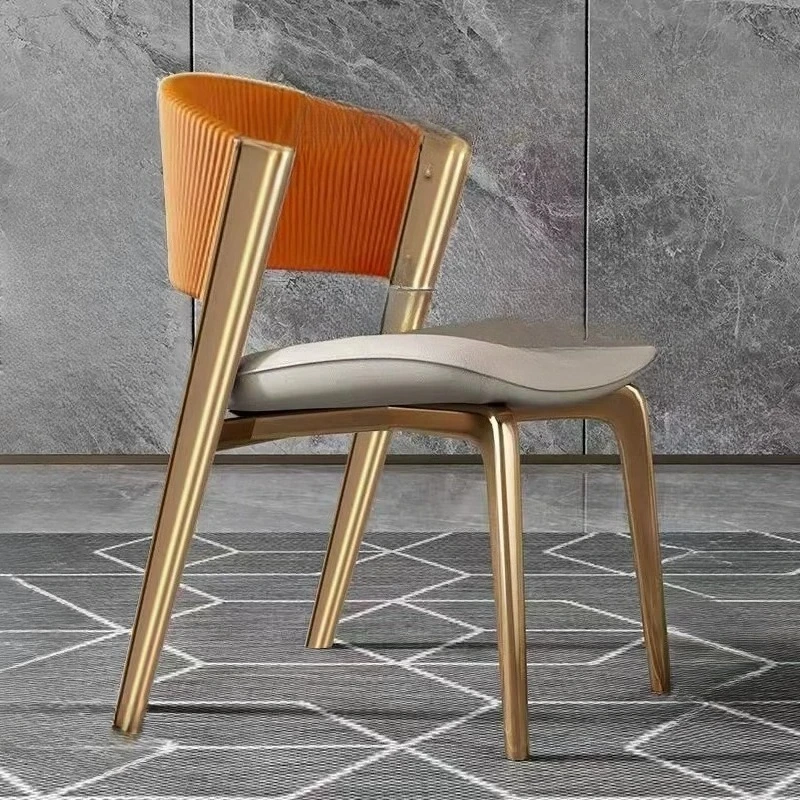 Italian Light Luxury Dining Chair, Upholstered Leisure Seat for Home & Restaurant, Comfortable Reception Chair for Showroom