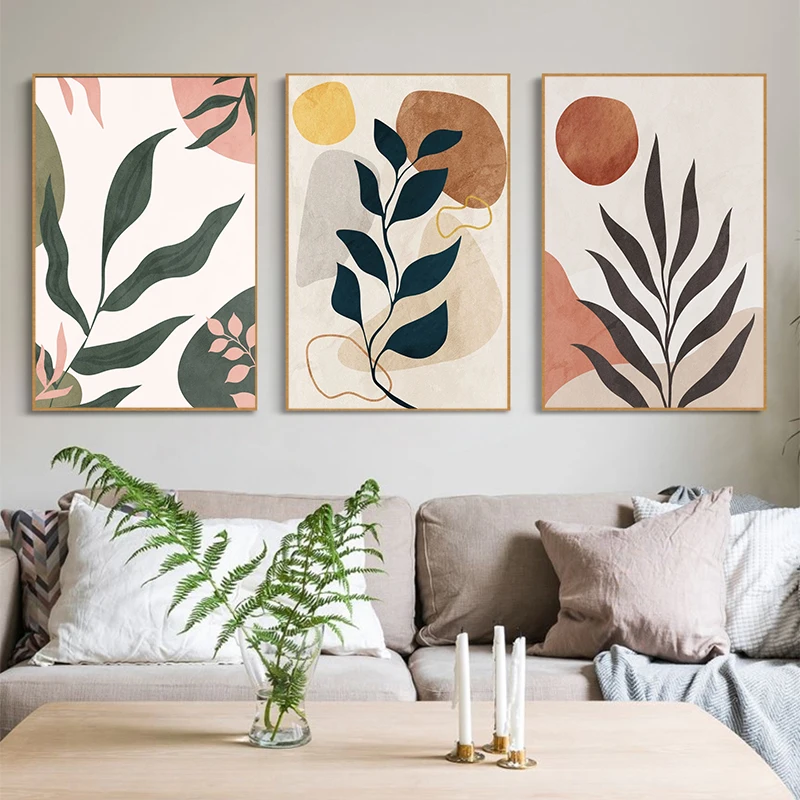 Morandi Color Tropical Plants Painting Canvas Poster Wall Art Pictures for Living Room Bedroom Bar Club Modern Home Decor Gift