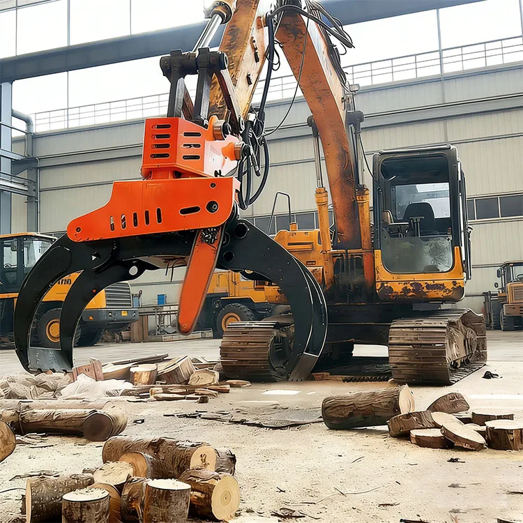 High Performance 360 Degree Rotating Hydraulic Timber Grapple with Saw for 5 10 Ton Excavators Professional Forestry Tool