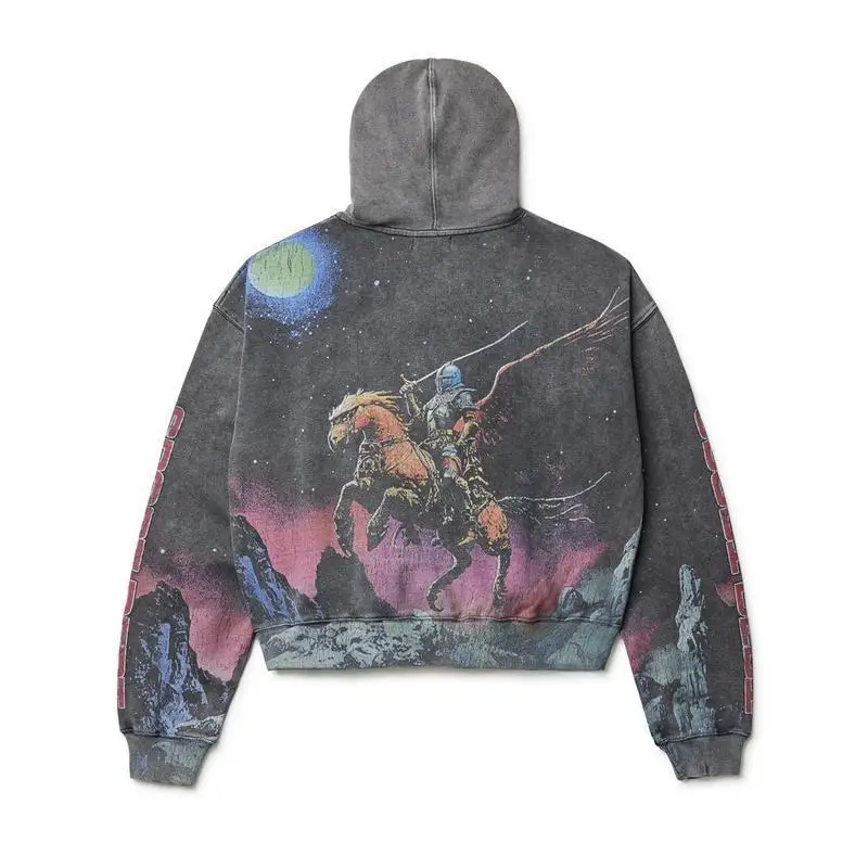 Vintage Washed Harajuku Style Hoodies Y2K Unisex Crew Neck Sweatshirts Animal Patterned Casual Comfortable Unisex Clothing