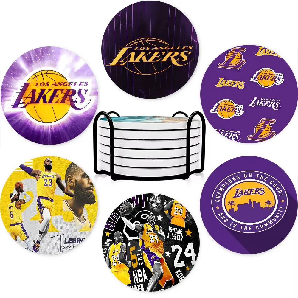 L-Los A-Angeles L-Lakers Coaster, decoración antideslizante y resistente al calor para mesa de comedor, regalos para cafetería y restaurante