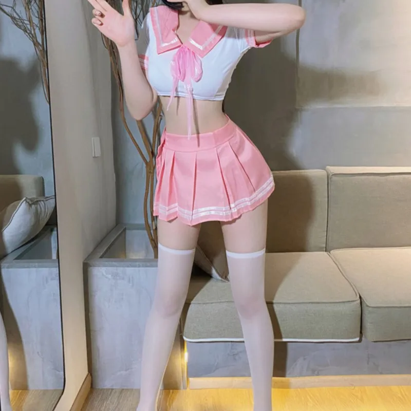 Sexy Lingerie Student Sailor Suit Anime Two-piece JK Uniform Temptation Stockings Sexy Cosplay Japanese Female Student Uniforms